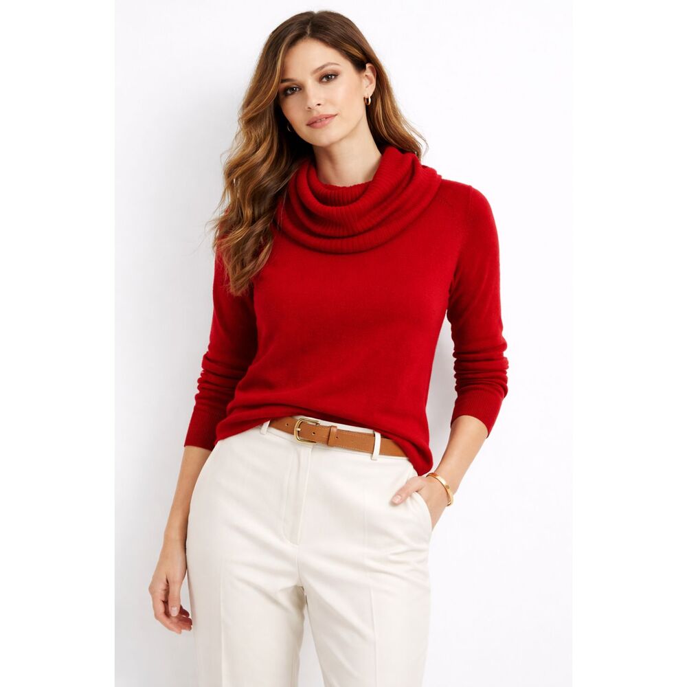 Vintage Jacques de Loux Chili Red Cashmere Sweater | Poetcore Quiet Luxury S/M - Picture 2 of 12